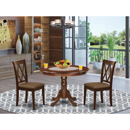 East West Furniture 3 Piece Hartland Dinette Set - Mahogany HLCL3-MAH-C